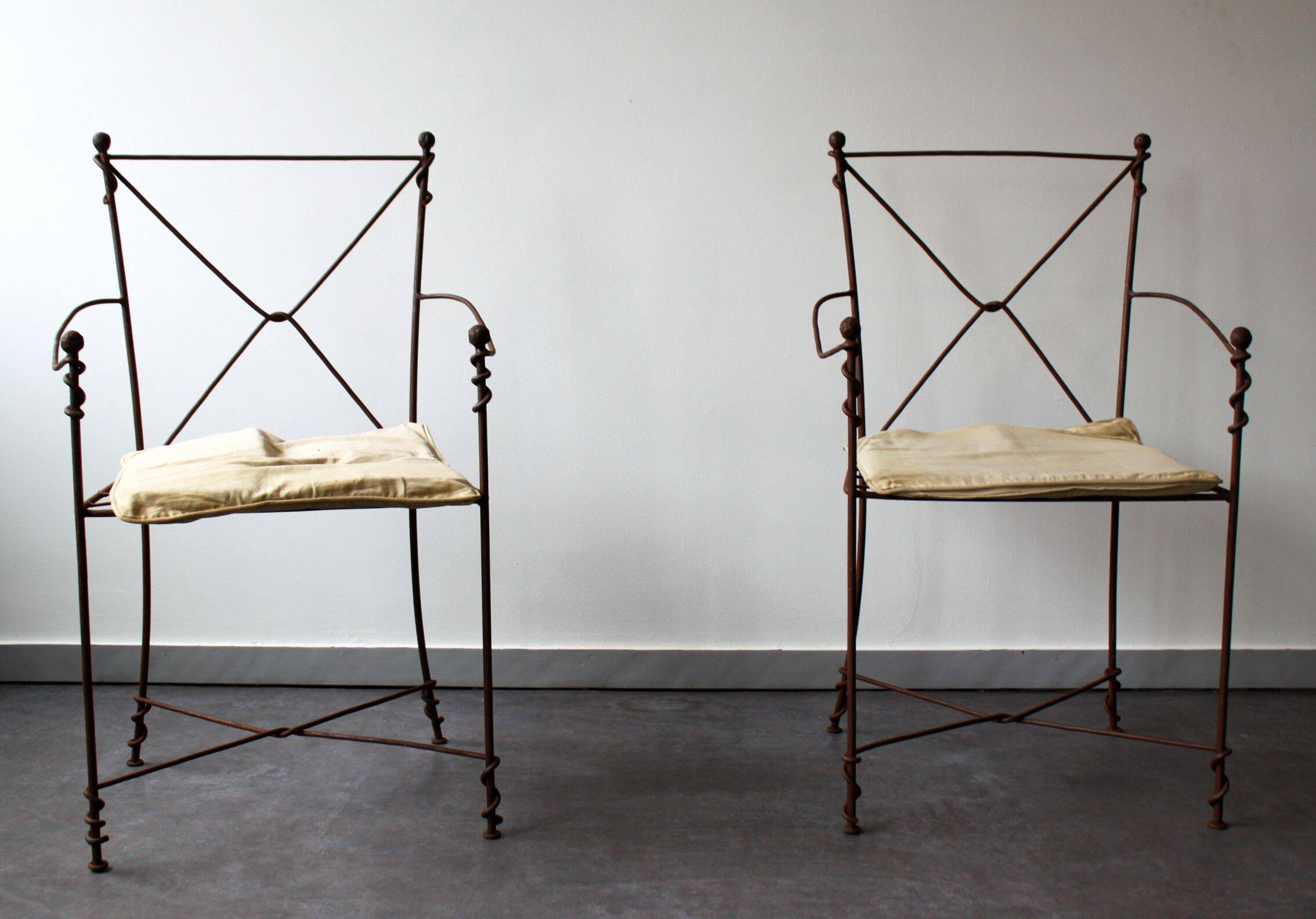 Wrought iron armchairs, Provençal style