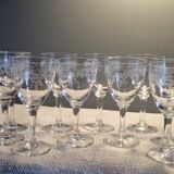 Baccarat 10 small antique glasses for white wine/port