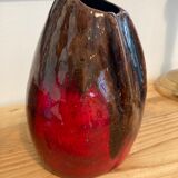 Red & brown glazed stoneware vase