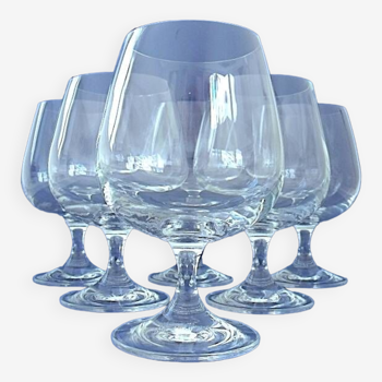 Set of six crystal glasses for tasting cognac