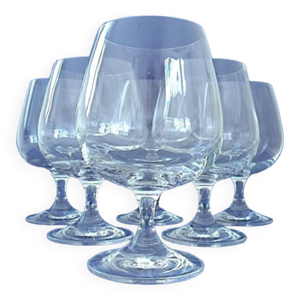 Set of six crystal glasses for tasting cognac