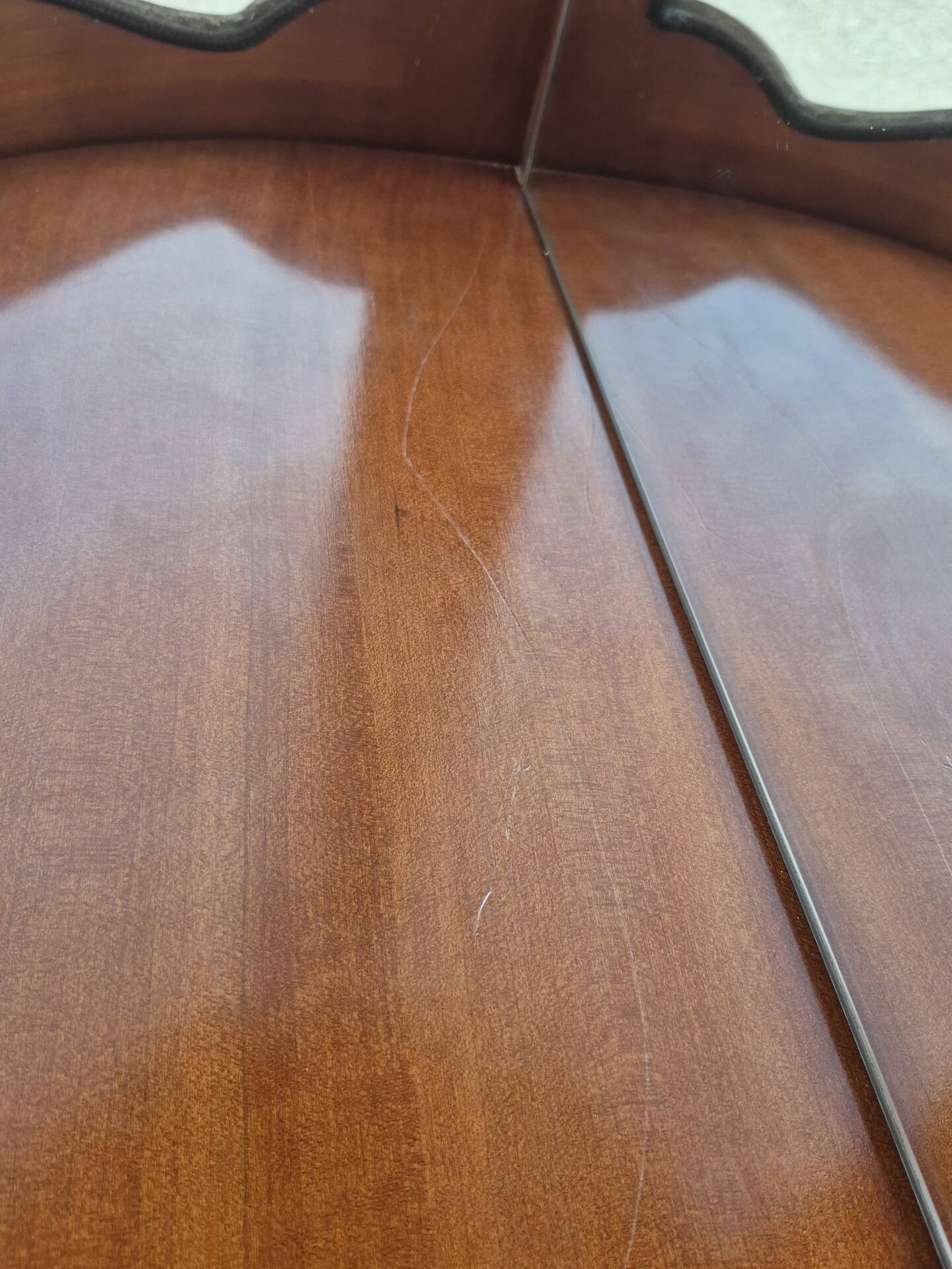 Large curved display cabinet in cherry wood in Louis XV style – 20th century