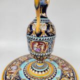 Ewer and its basin, in Gien earthenware, Renaissance model, 20th century.