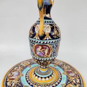 Ewer and its basin, in Gien earthenware, Renaissance model, 20th century.