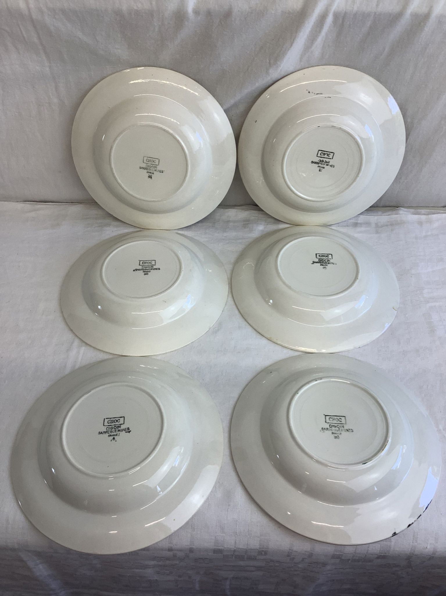 6 old Digoin soup plates
