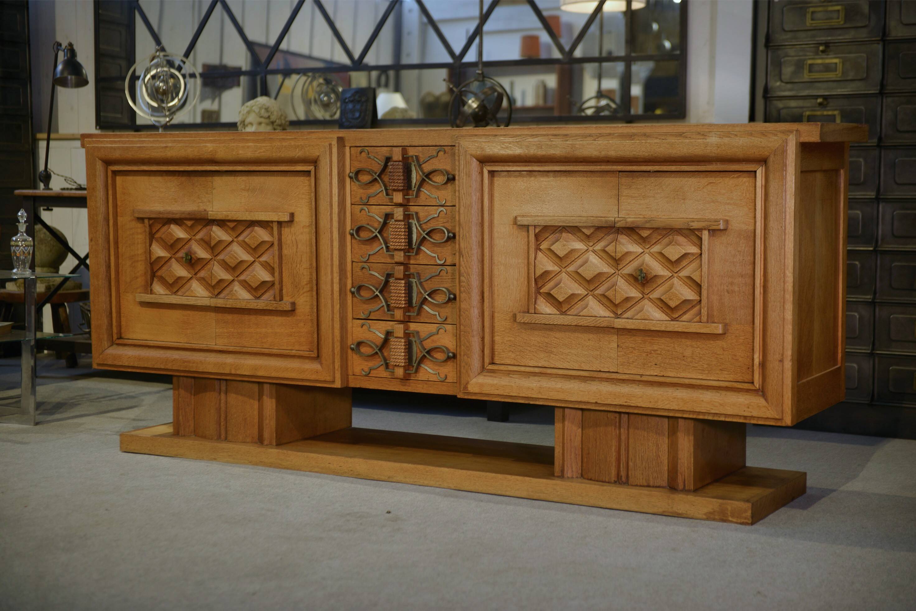 Oak buffet by Charles Dudouyt 1940s