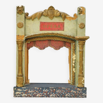 Old castelet folding theater wood and plaster