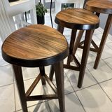 Set of 3 Vintage Brutalist Bar Stools from the 1970s