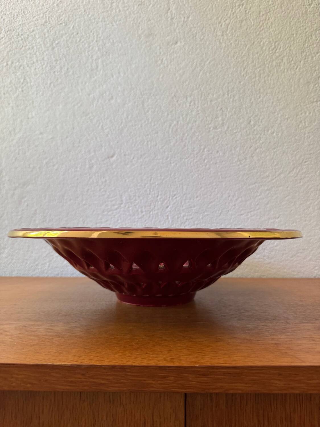 Large openwork ceramic dish from Vallauris, 1960s