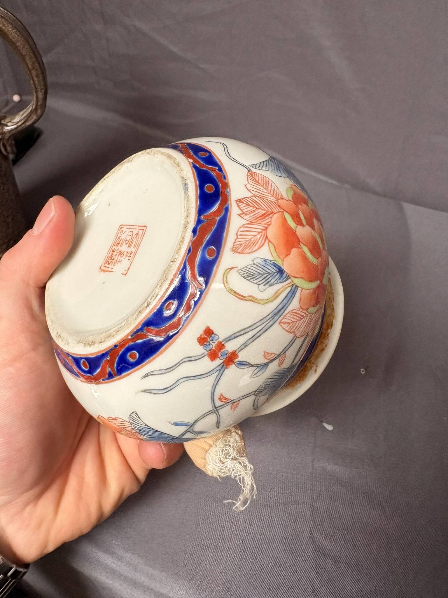 Ancien Pot Gingembre Bonbonnière Chinois Décor Floral Porcelaine