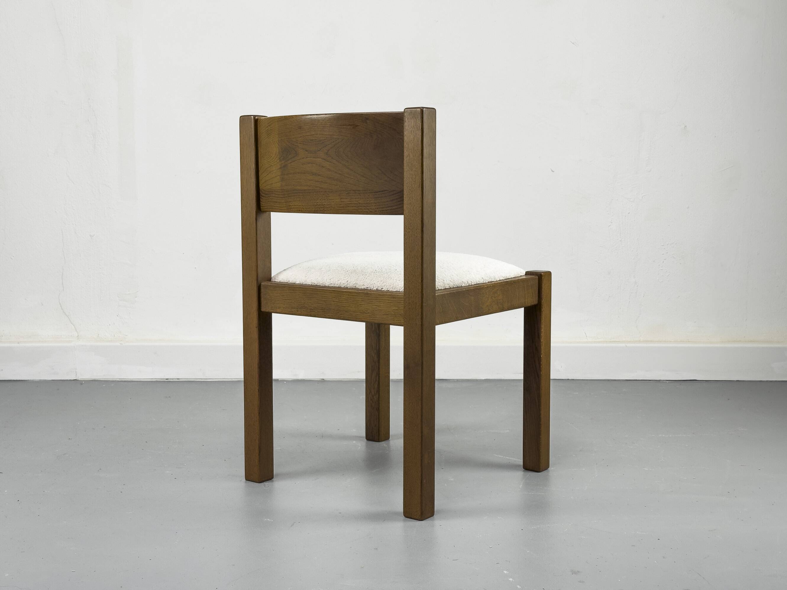 6 brutalist oak chairs, 1970