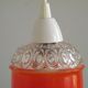 French vintage pendant light clear decorative glass shade with orange band 4449