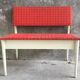 Coffre banquette vintage bois laqué blanc et tissus - 1970