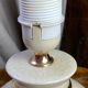 Cracked ceramic lamp, fabric shade, 1980s.