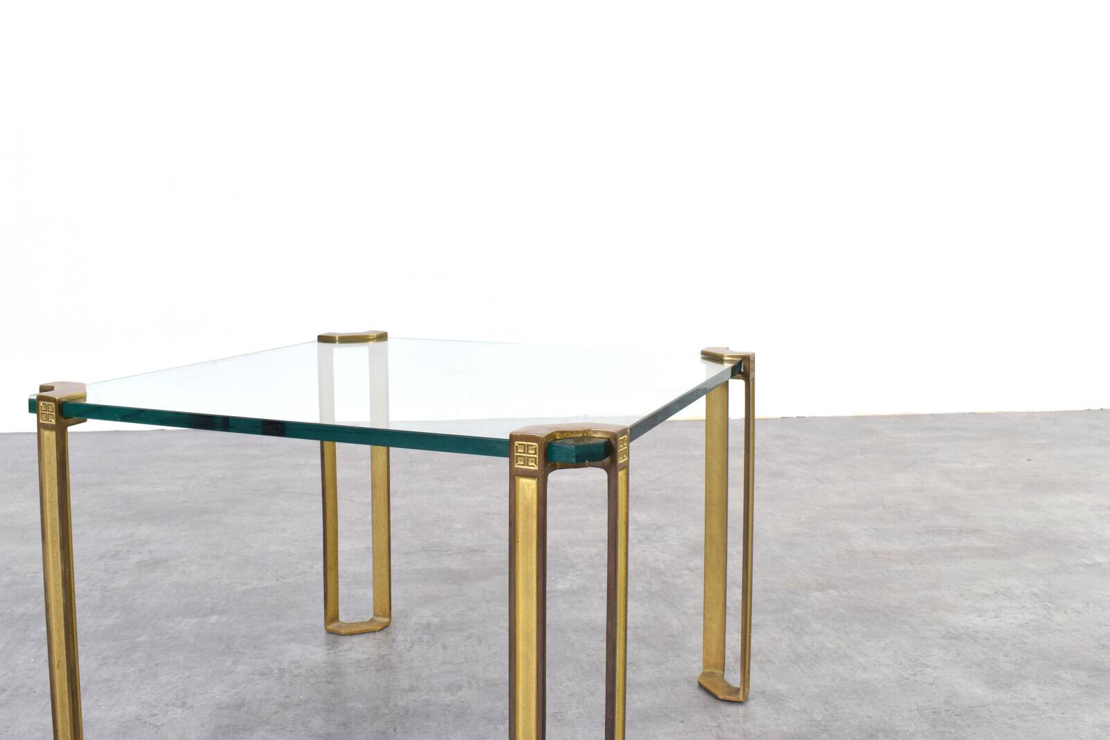 Hollywood Regency Brass and Glass Coffee Table by Peter Ghyczy, 1970s.