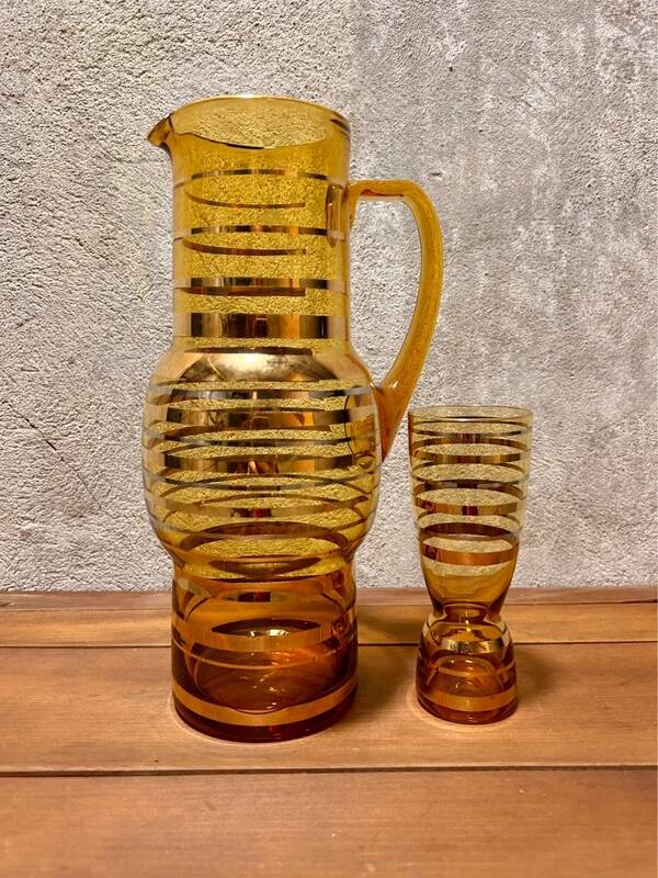 Carafe and its glass in Bohemian crystal