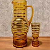 Carafe and its glass in Bohemian crystal