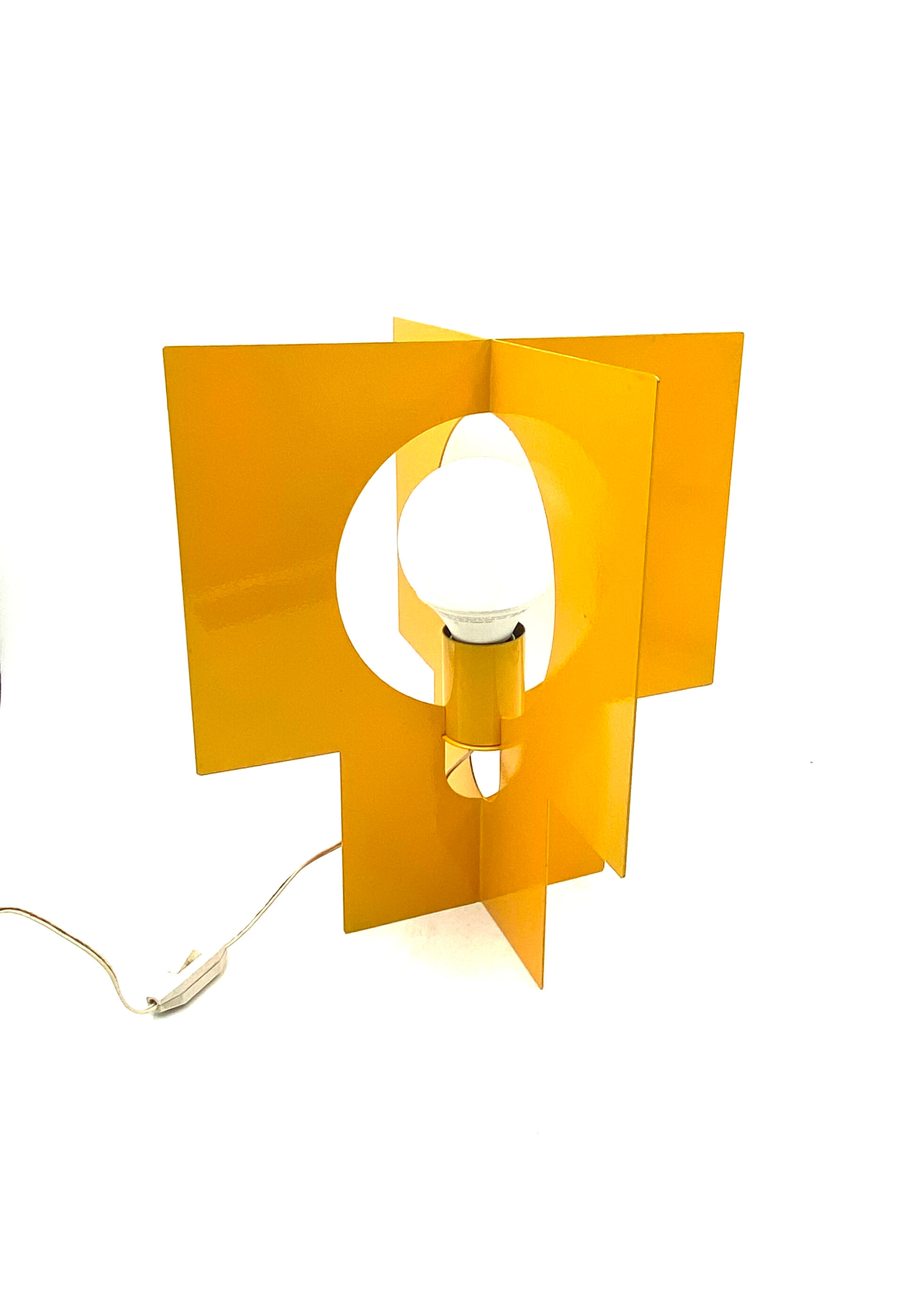 Pair of yellow Space age design table lamps, Italy, 1960s
