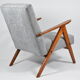 Vintage armchair Compas, 1960s, restored, grey fabric, teak