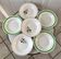 Set of 6 green and pink hollow plates Salins and Niderviller 40s