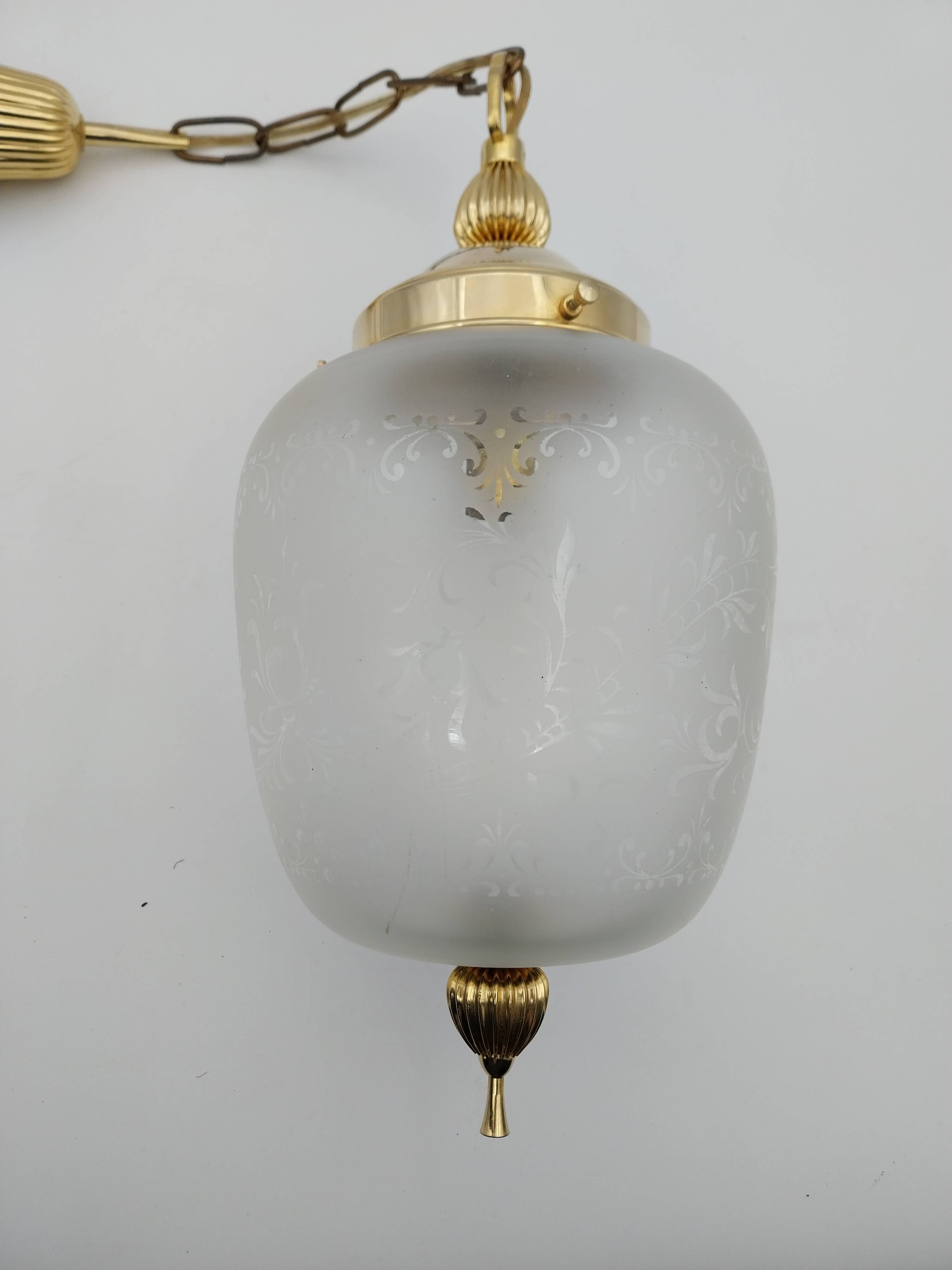 golden metal glass suspension chandelier