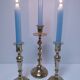 Three vintage solid brass candle holders