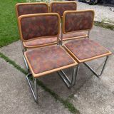Set of 4 mid century modern upholstered cesca chair Italy 1970