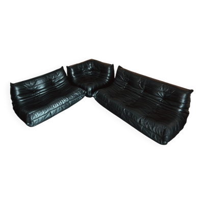 Canapé Ligne Roset Togo 3 places, 2 places et d’angle en cuir noir