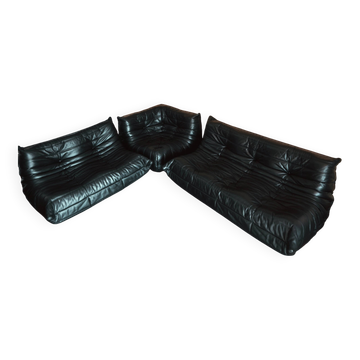 Canapé Ligne Roset Togo 3 places, 2 places et d’angle en cuir noir