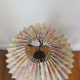 Wooden table lamp with vintage floral pleated lampshade