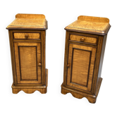 Pair Victorian satinwood bedside cabinets