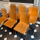 Series of 6 stackable industrial chairs, Roland Rainer for Emil & Alfred Pollak, ca 1950