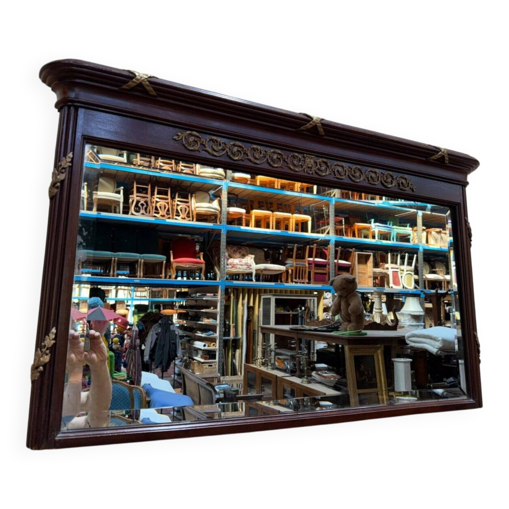 Louis XVI style mirror in mahogany and gold.