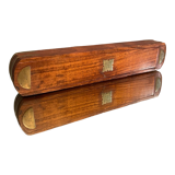 Navy-style pen tray in mahogany and brass