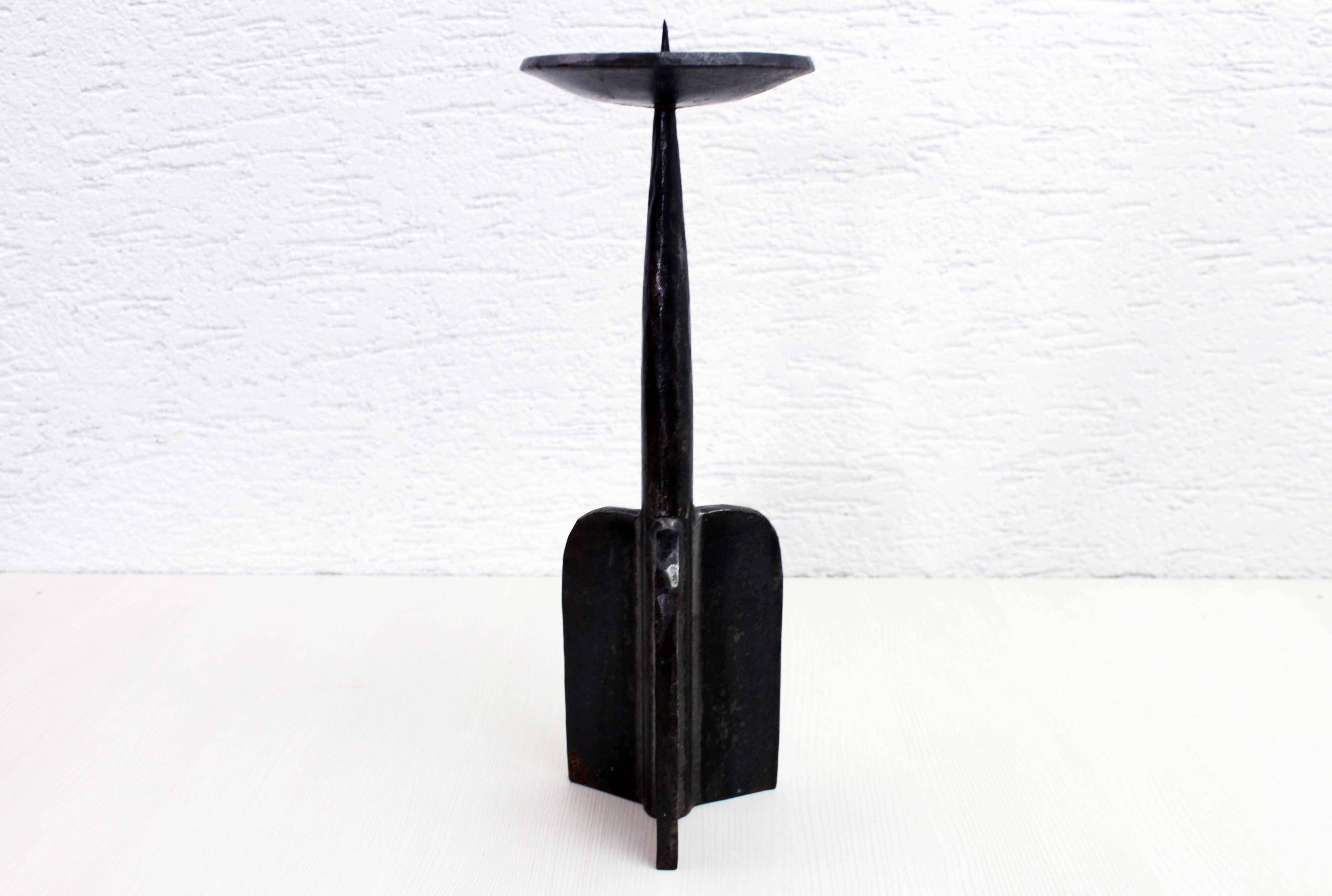 Brutalist metal candle holder