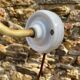 Antique brass and porcelain swan neck wall light.