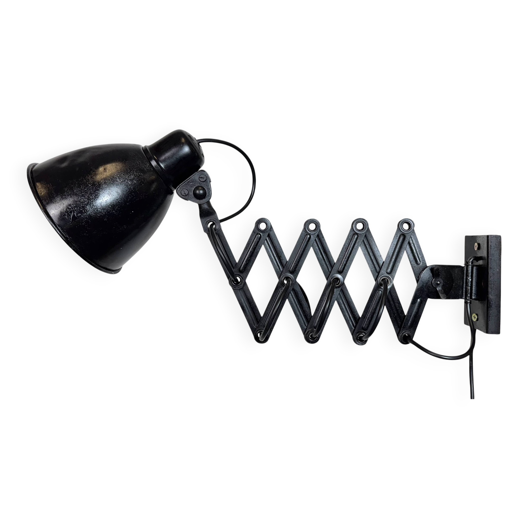Industrial Black Scissor Wall Lamp, 1950s