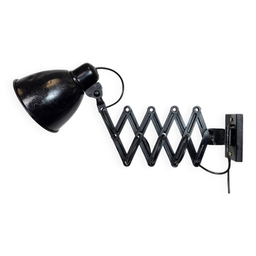Industrial Black Scissor Wall Lamp, 1950s