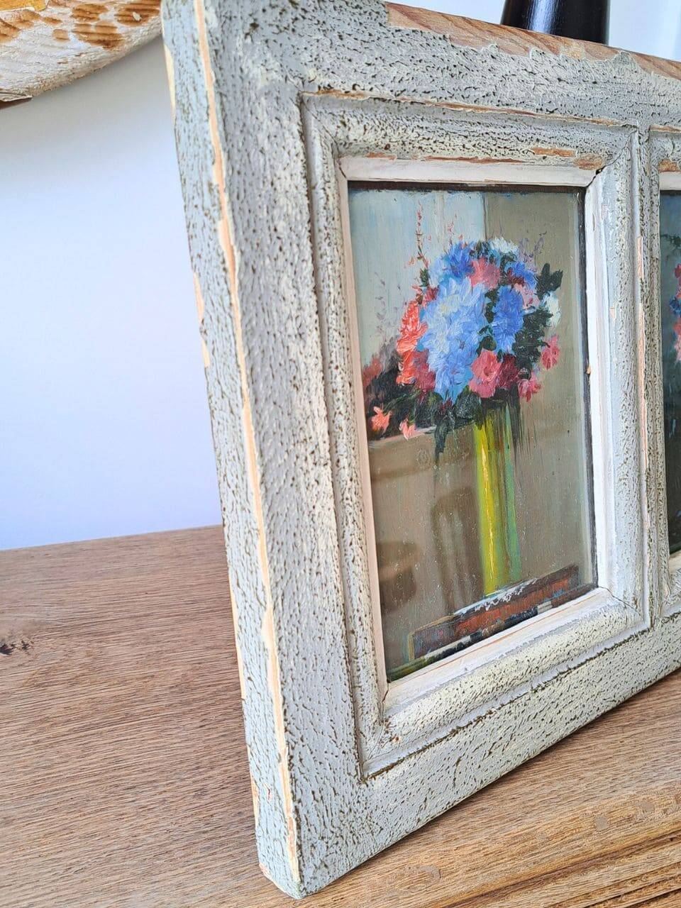 Pair of small antique floral oils by Jean Le Flaouter