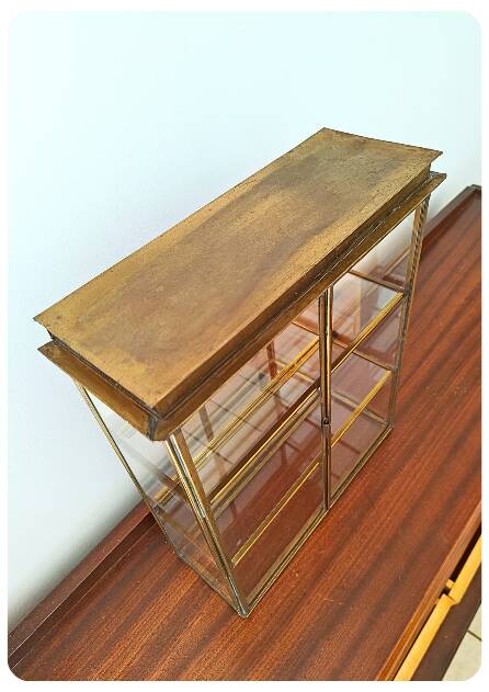 Vintage Mid Century Handmade Brass Wall Vitrine