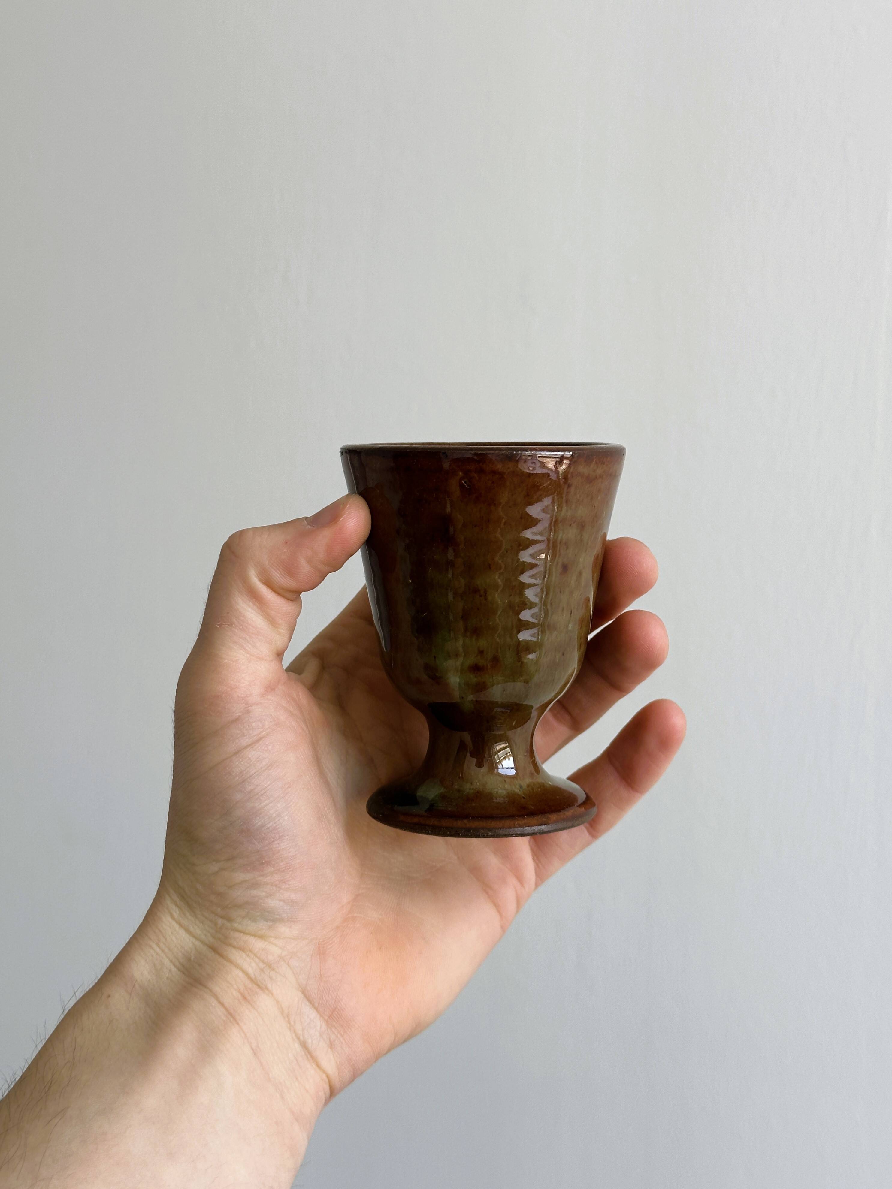 Set of 3 small enamelled ceramic mugs