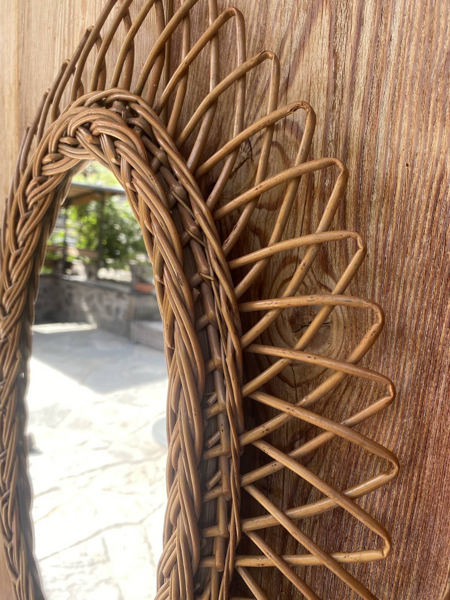 Vintage oval rattan mirror 57x40