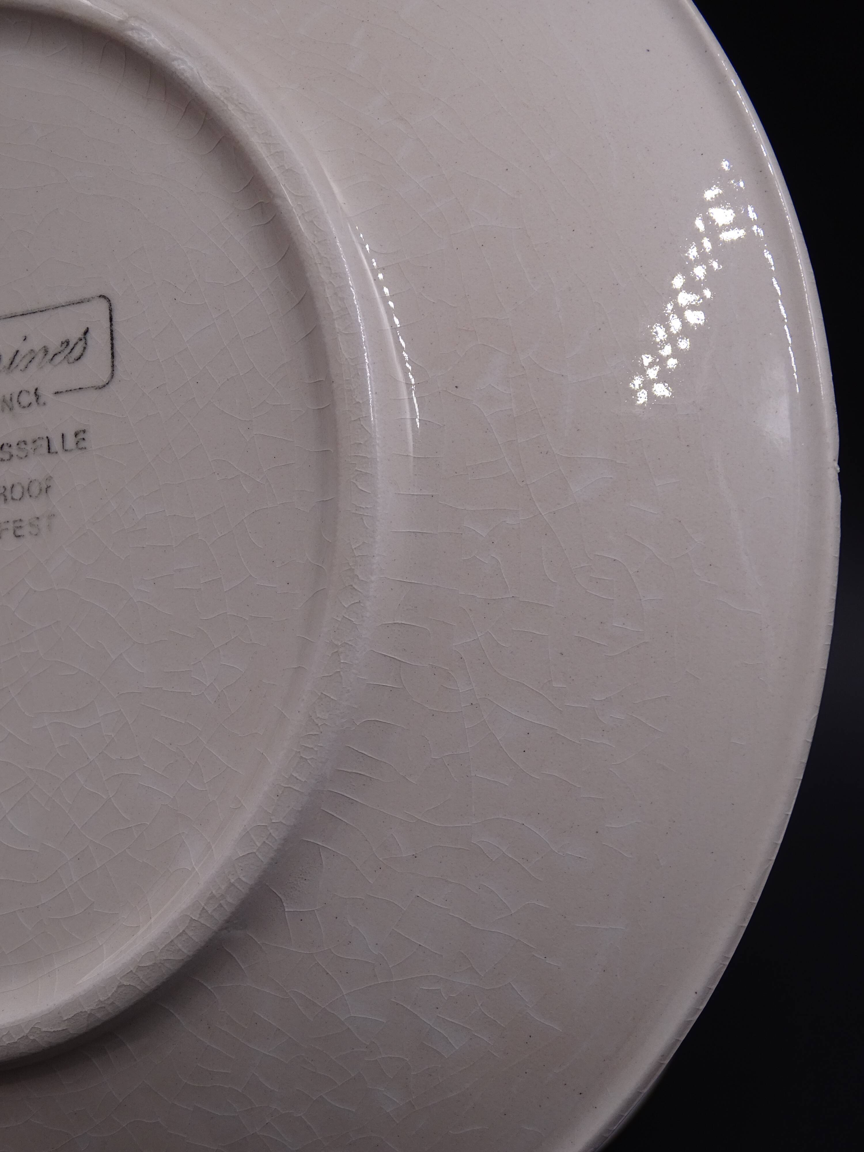 Set of 9 dessert plates in earthenware of Sarreguemines - Décor of pink flowers - 1970