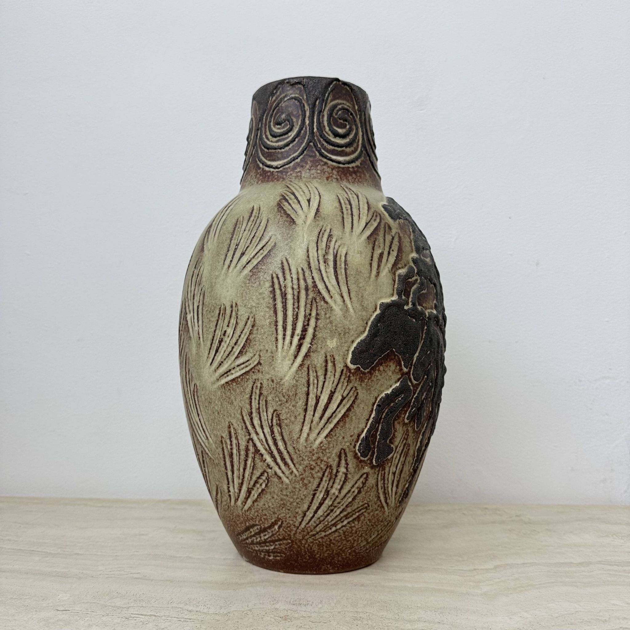 Vase vintage Scheurich d'Allemagne de l'Ouest à décor de chevaux, années 1970