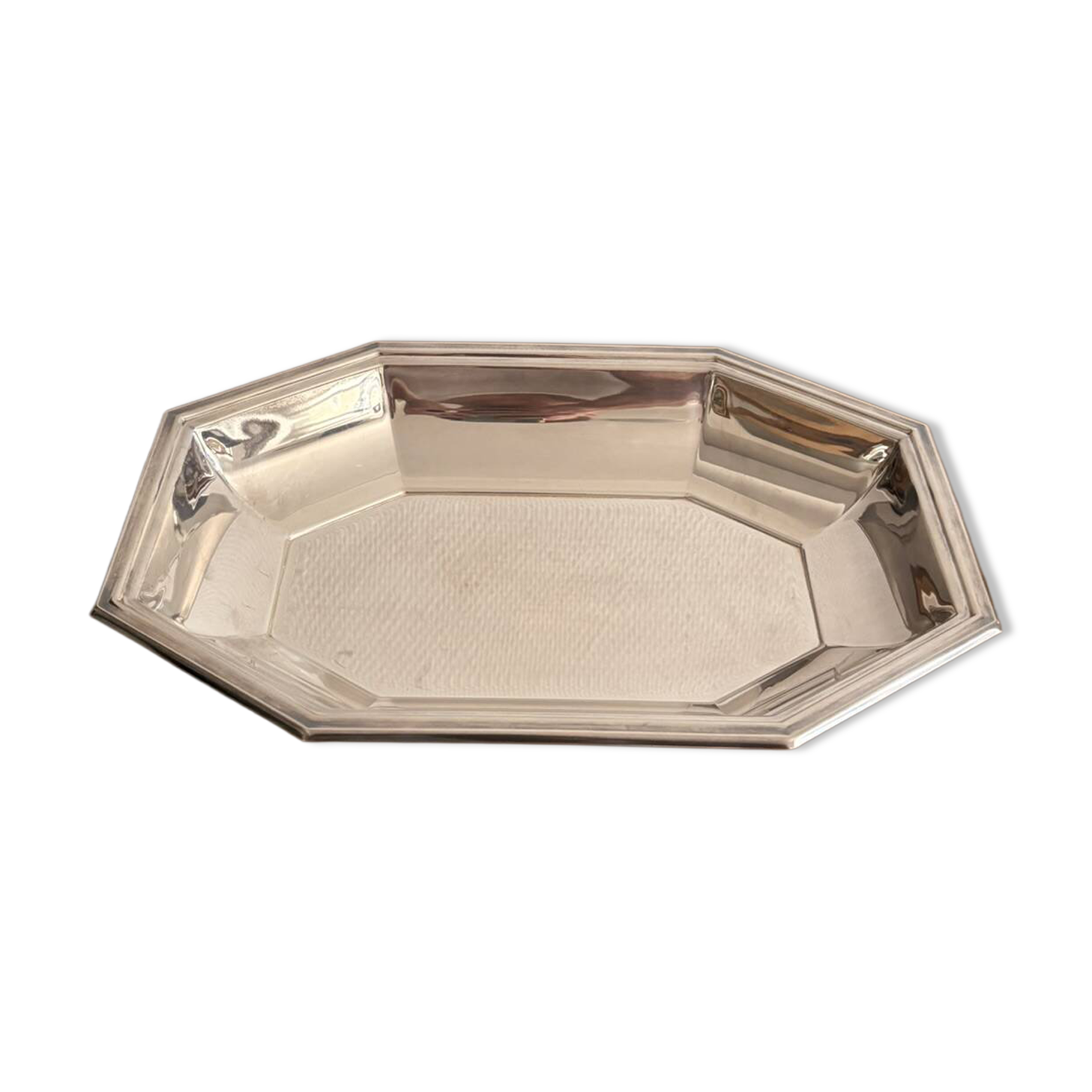 Octagonal Silver Metal Art Deco Plate Hallmarked Silversmith Fleuron Christofle