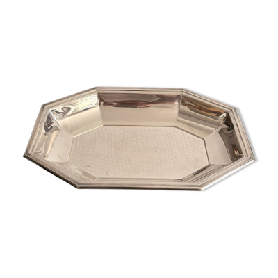 Plat octogonal Art déco en métal argenté poinçon d'orfèvre Fleuron Christofle