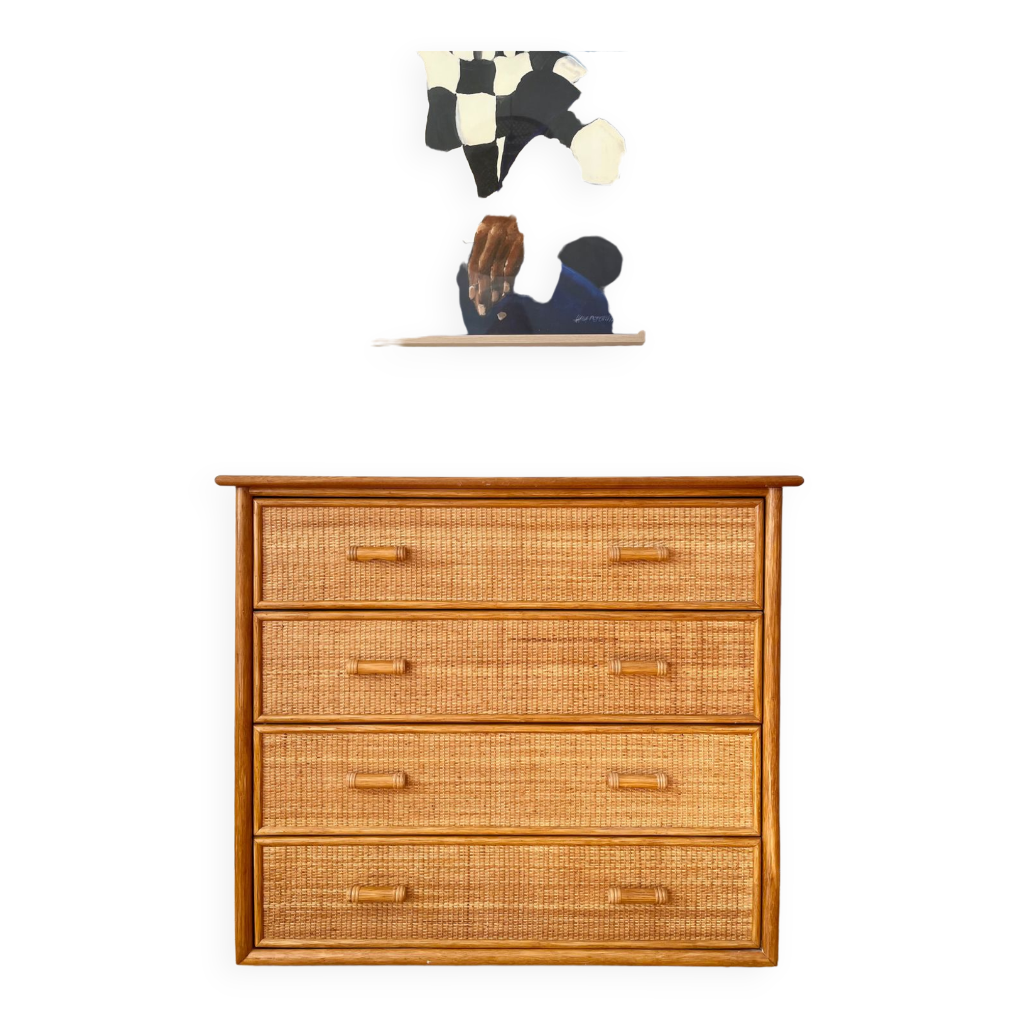 Vintage rattan chest of drawers