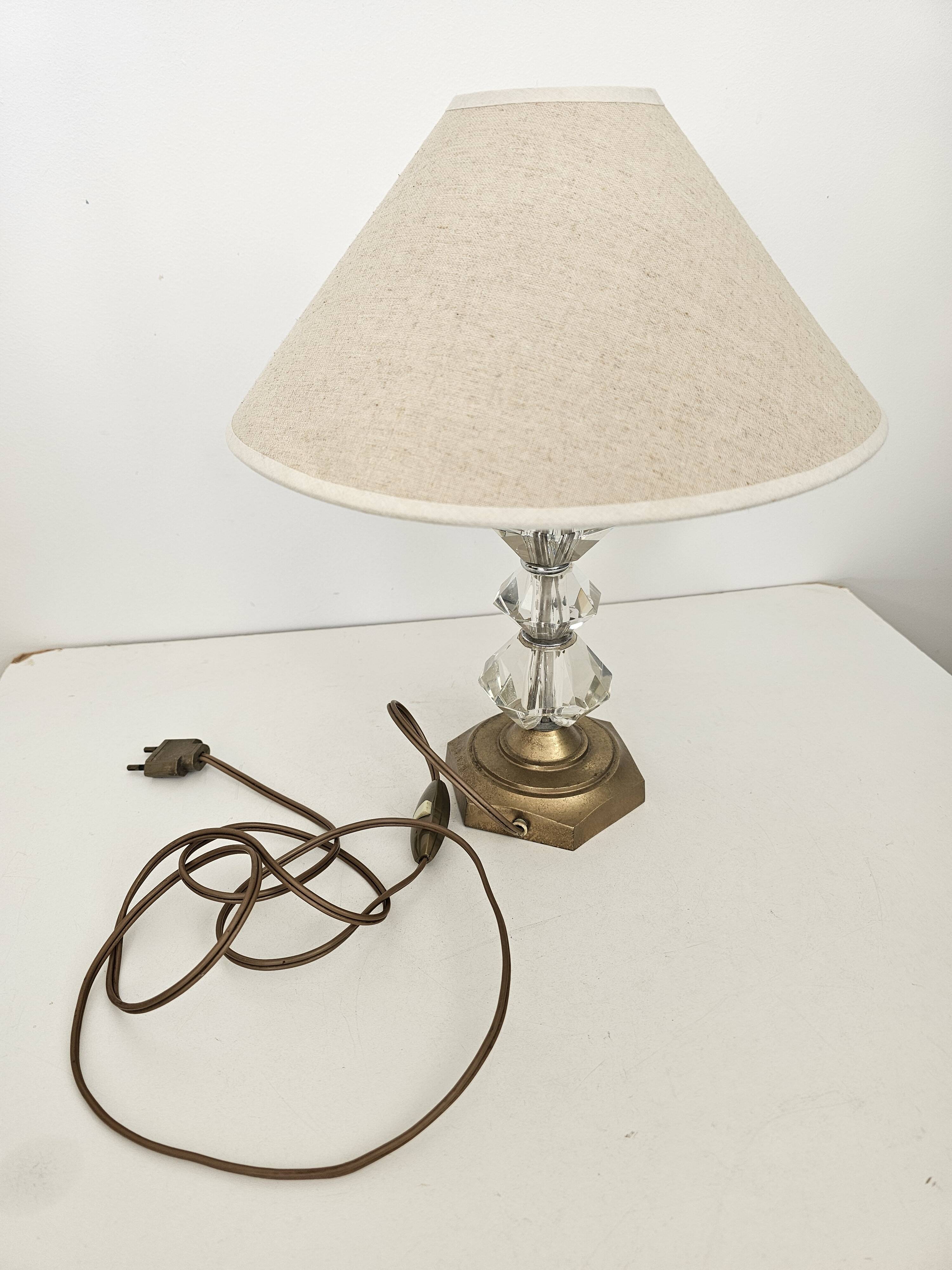 Art Deco Table Lamp - Brass Base Glass