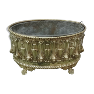 Jardinière de table en laiton repoussé fin 19 ème siècle