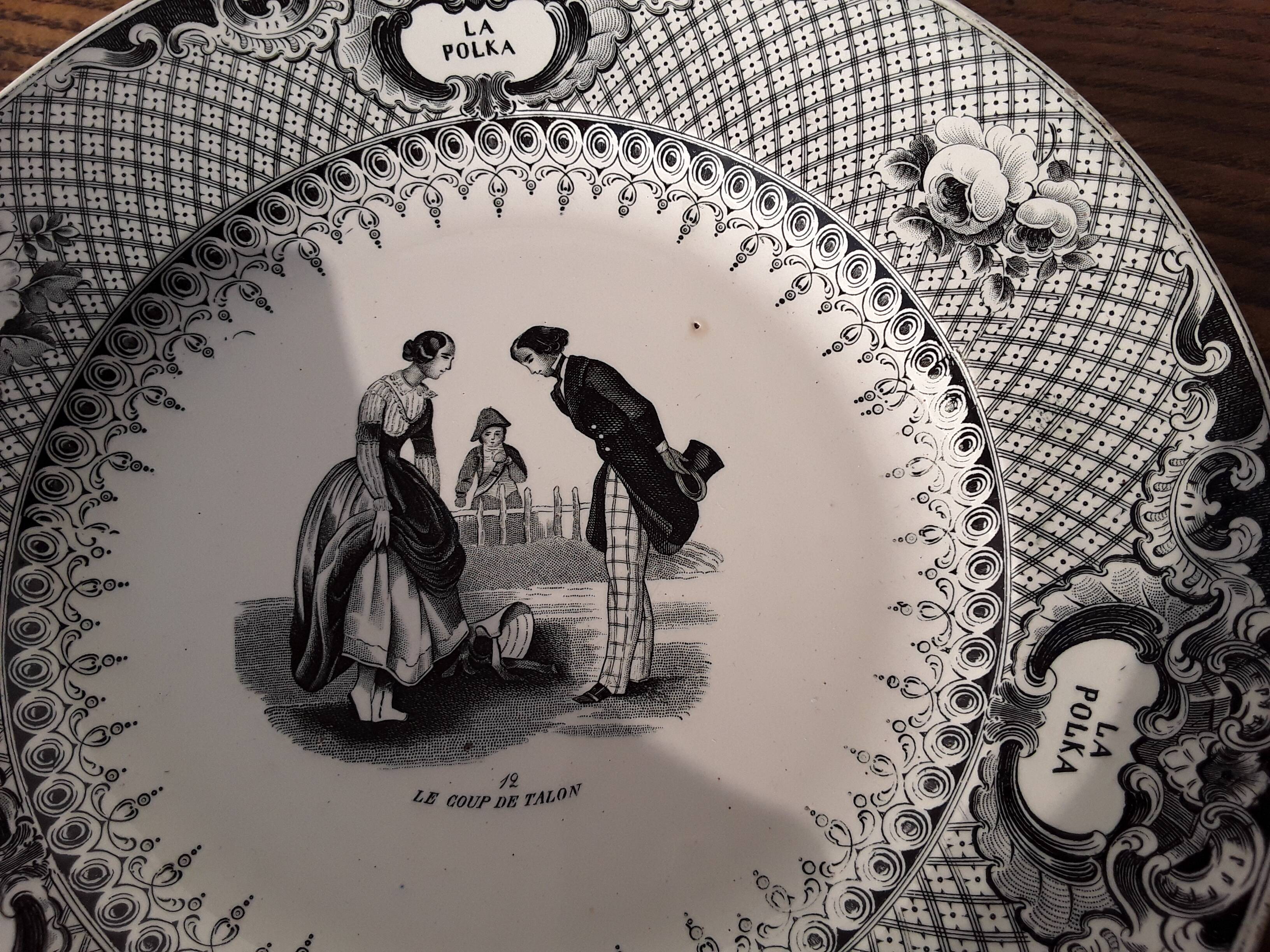 9 creil and Montereau dance themed plates